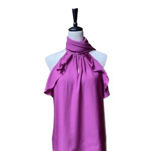 Fuscia Halter Top with Attached Scarf - Size XS